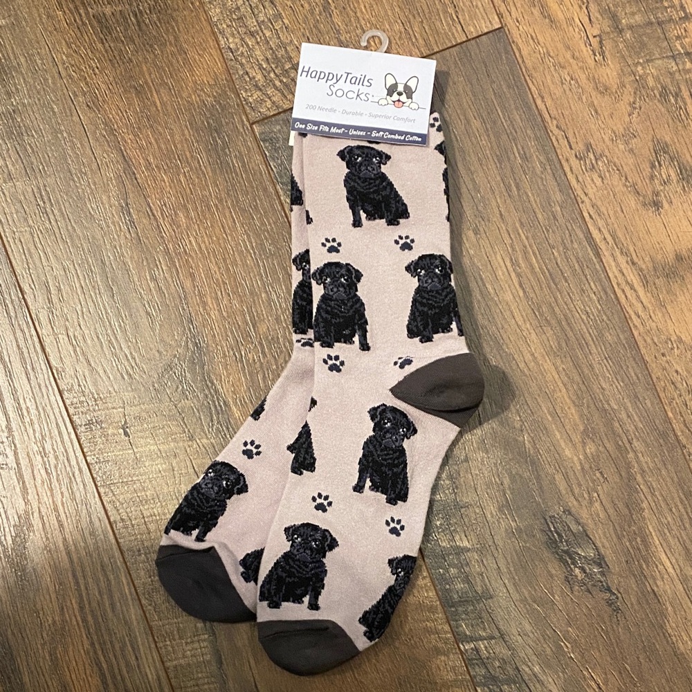 Happy Tails Dog Print Socks - Black and Tan
